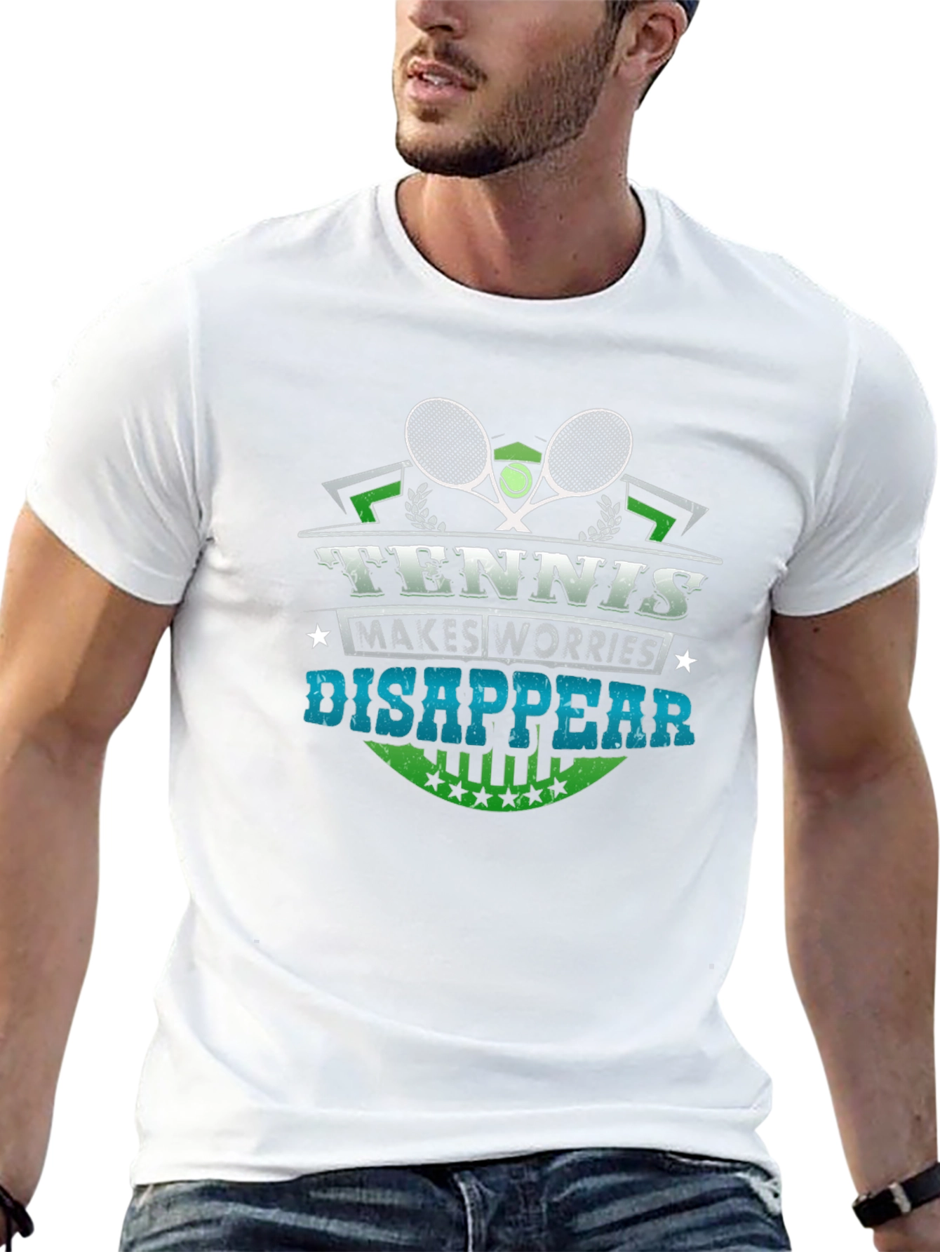 Tennis Makes Worries Disappear Black Graphic Tee