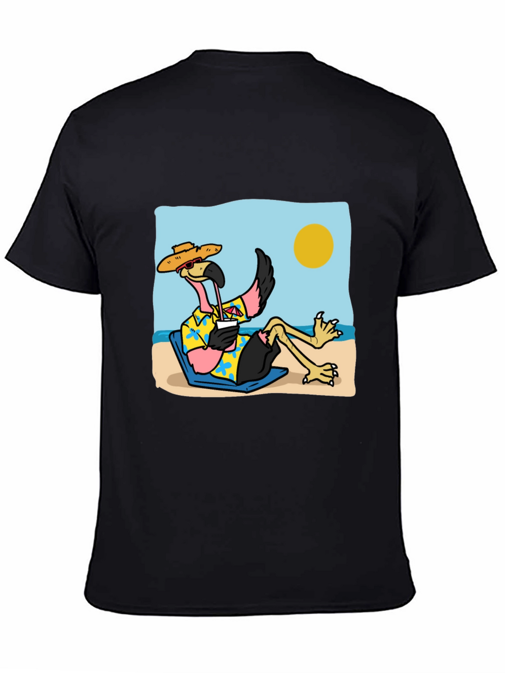 Relaxed Flamingo Beach T-Shirt - Tropical Vibe