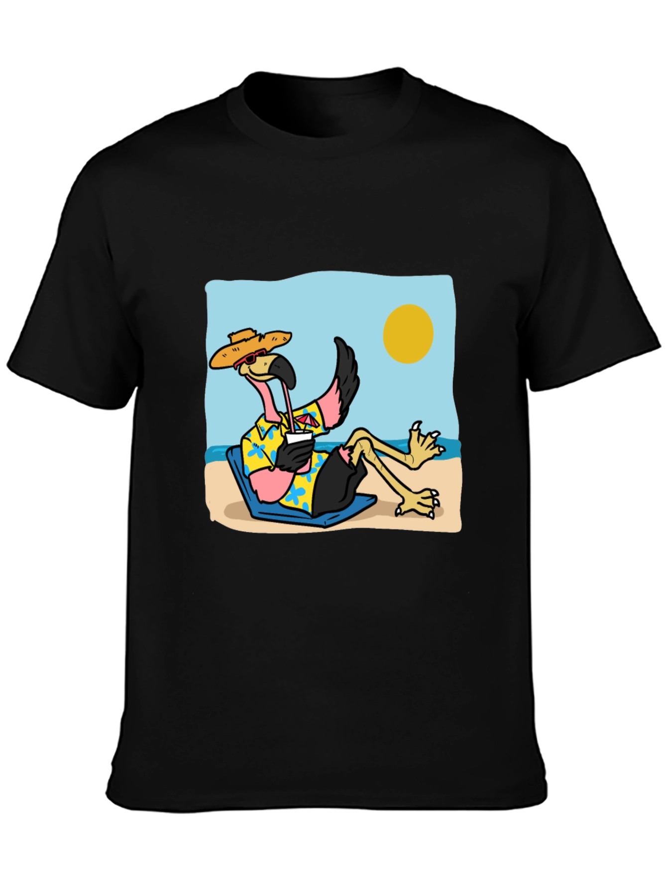 Relaxed Flamingo Beach T-Shirt - Tropical Vibe