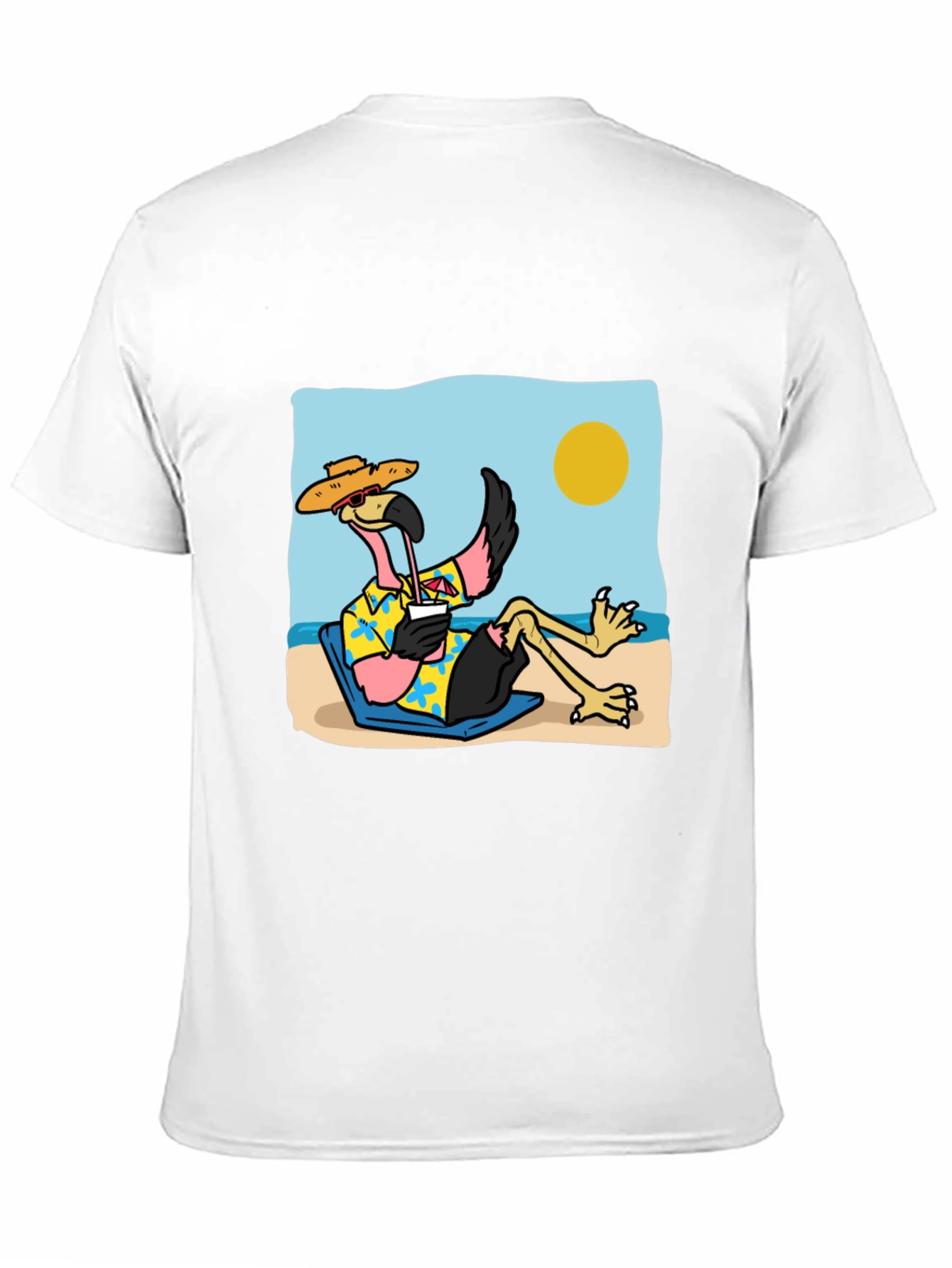 Relaxed Flamingo Beach T-Shirt - Tropical Vibe