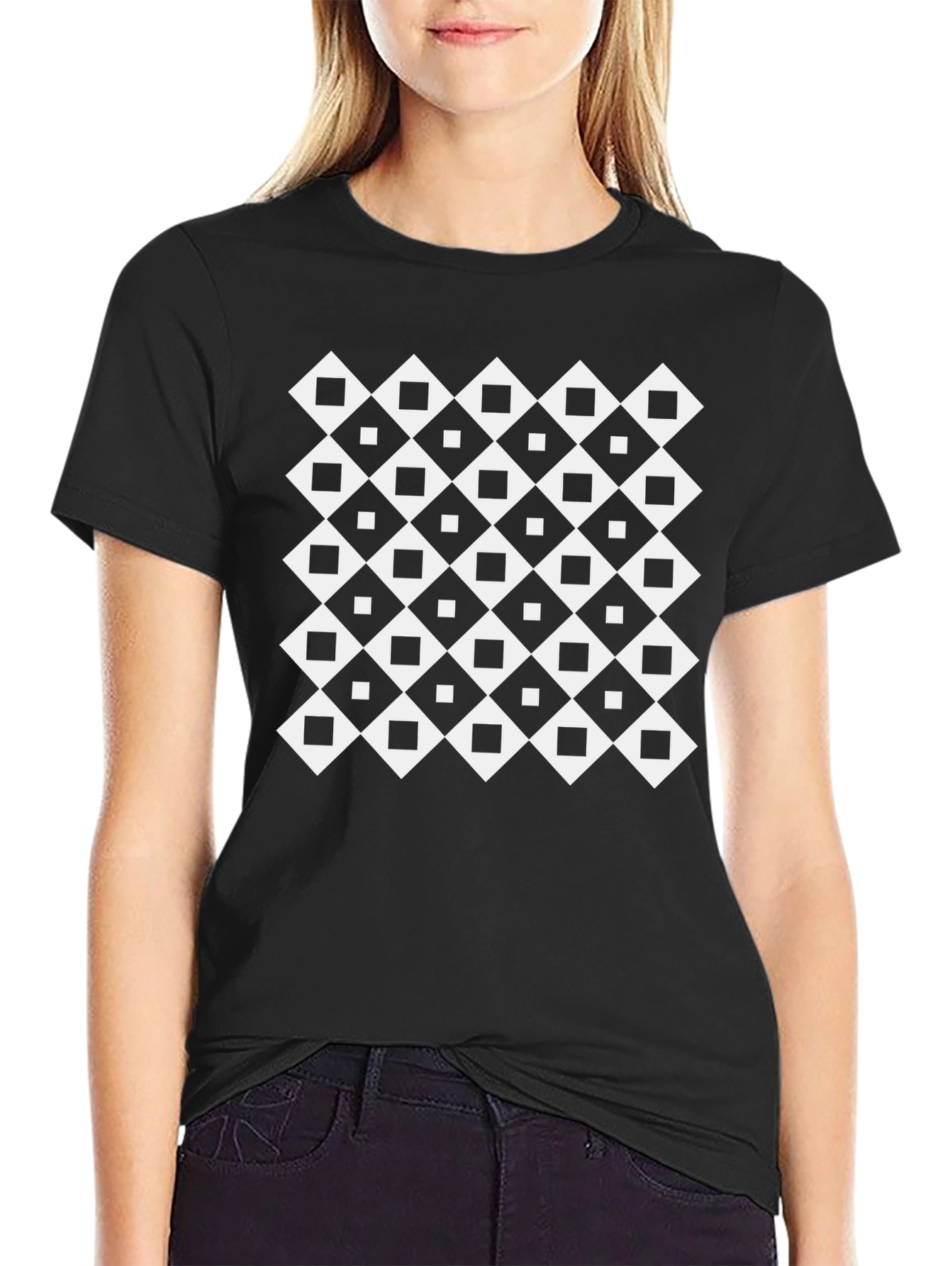 Modern Geometric Black Tee