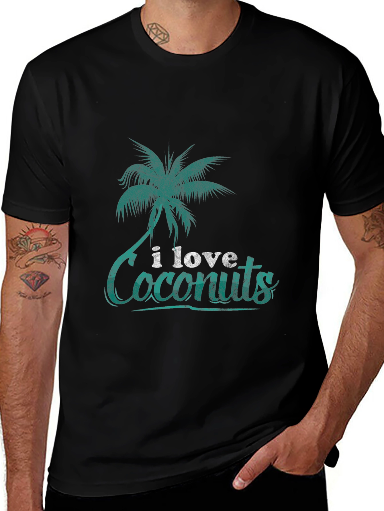I Love Coconuts T-Shirt: Tropical Palm Tree Design