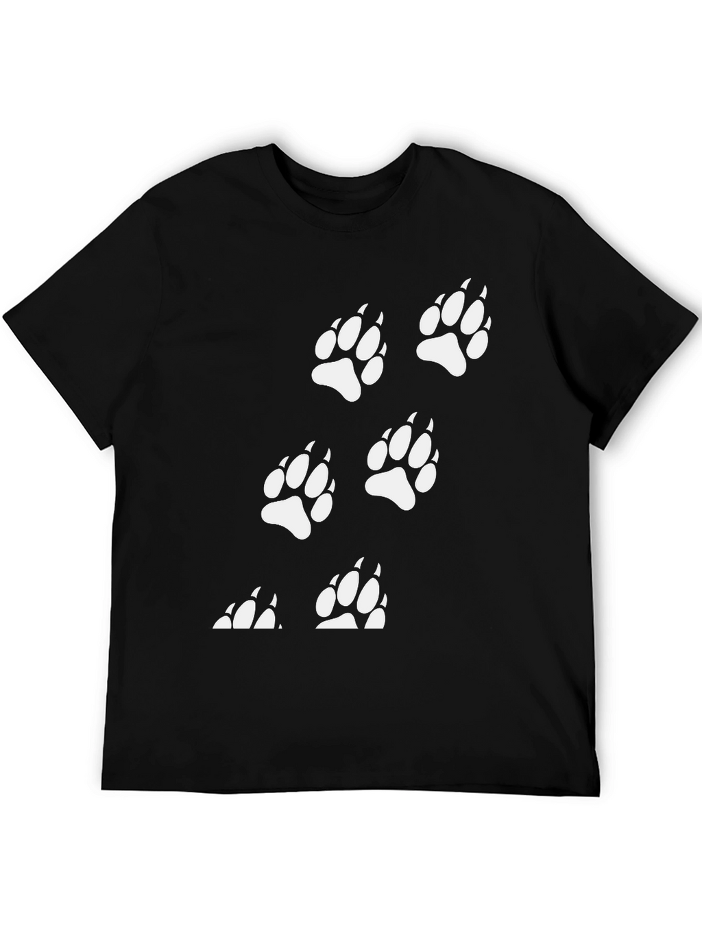 Bear Paw Print T-Shirt - Black Cotton Tee