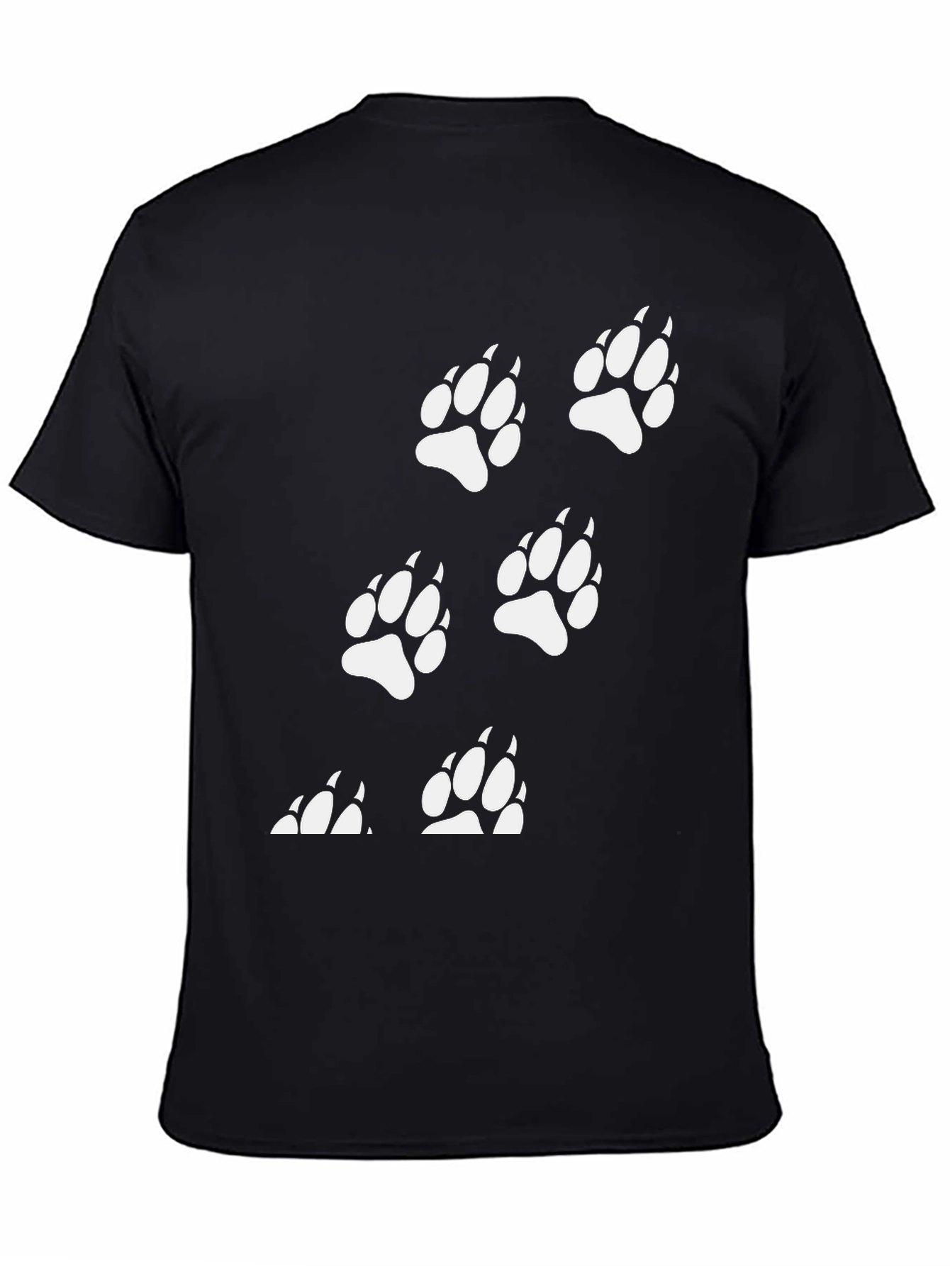 Bear Paw Print T-Shirt - Black Cotton Tee