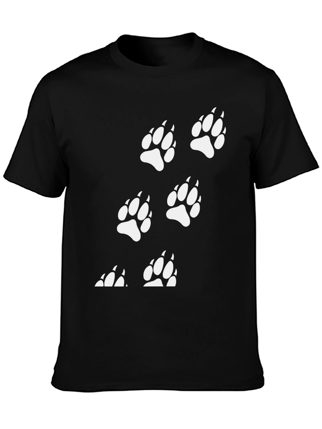 Bear Paw Print T-Shirt - Black Cotton Tee