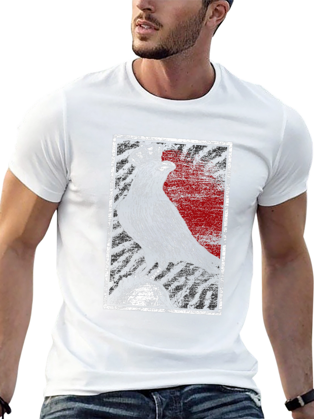 Crowned Raven Graphic Tee - Dark Gothic Style