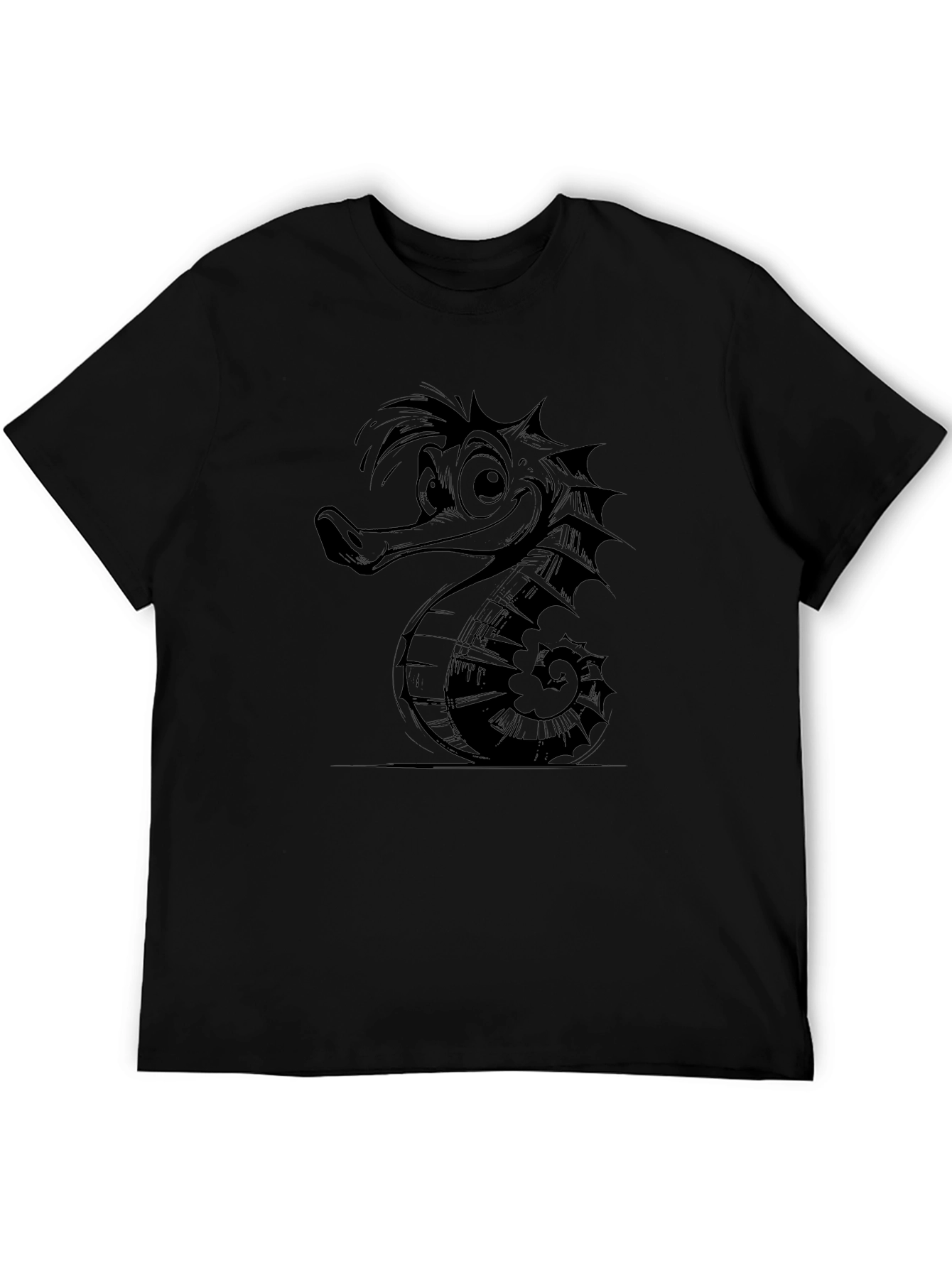 Cartoon Seahorse Graphic Print Tee