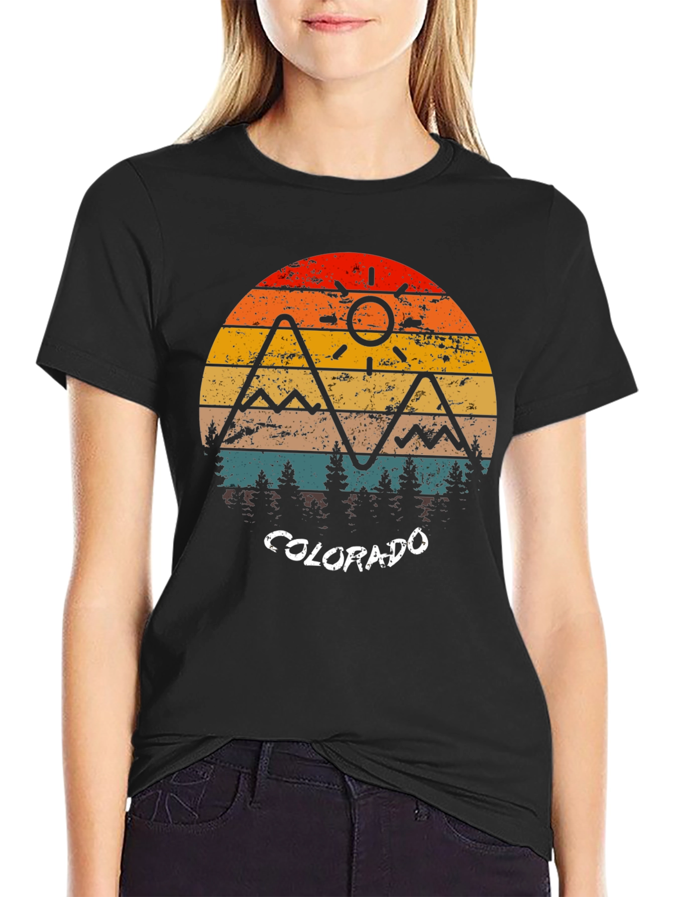 Colorado Retro Mountain Sunset T-Shirt