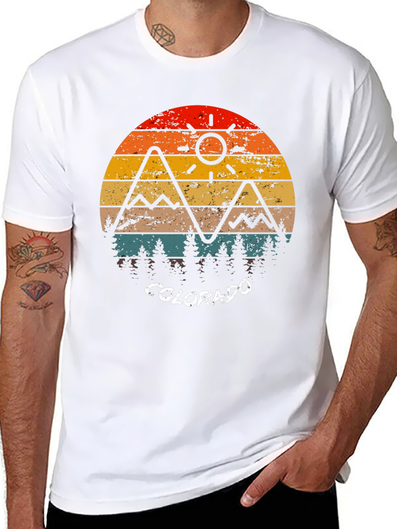 Colorado Retro Mountain Sunset T-Shirt