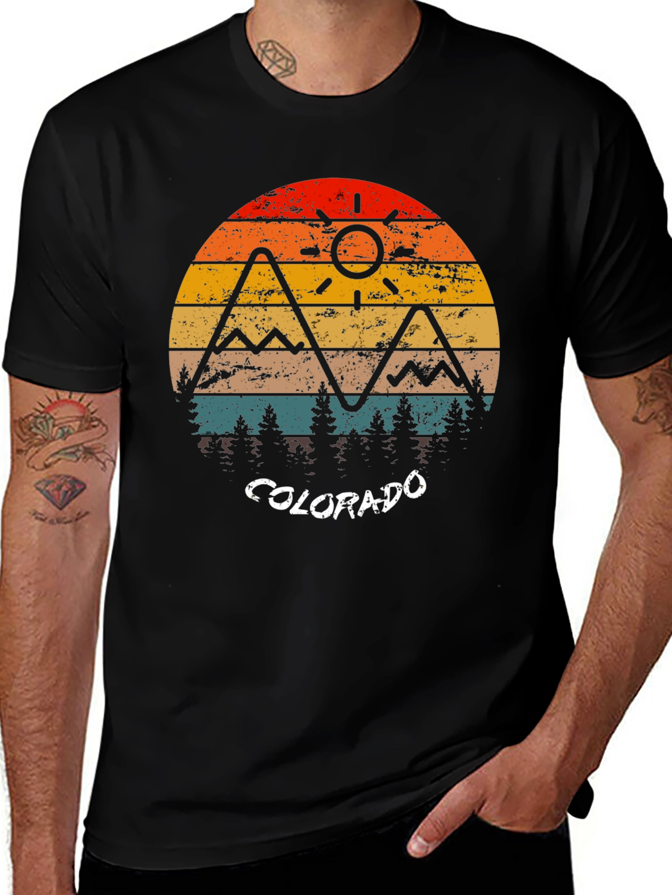 Colorado Retro Mountain Sunset T-Shirt