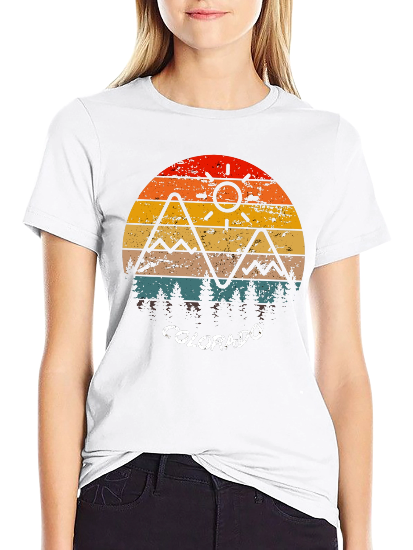 Colorado Retro Mountain Sunset T-Shirt