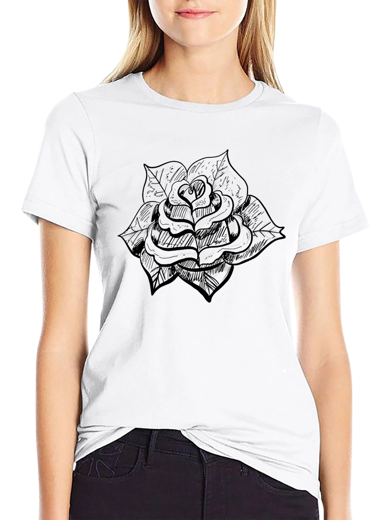 Black Rose Graphic Tee - Mens Fashion