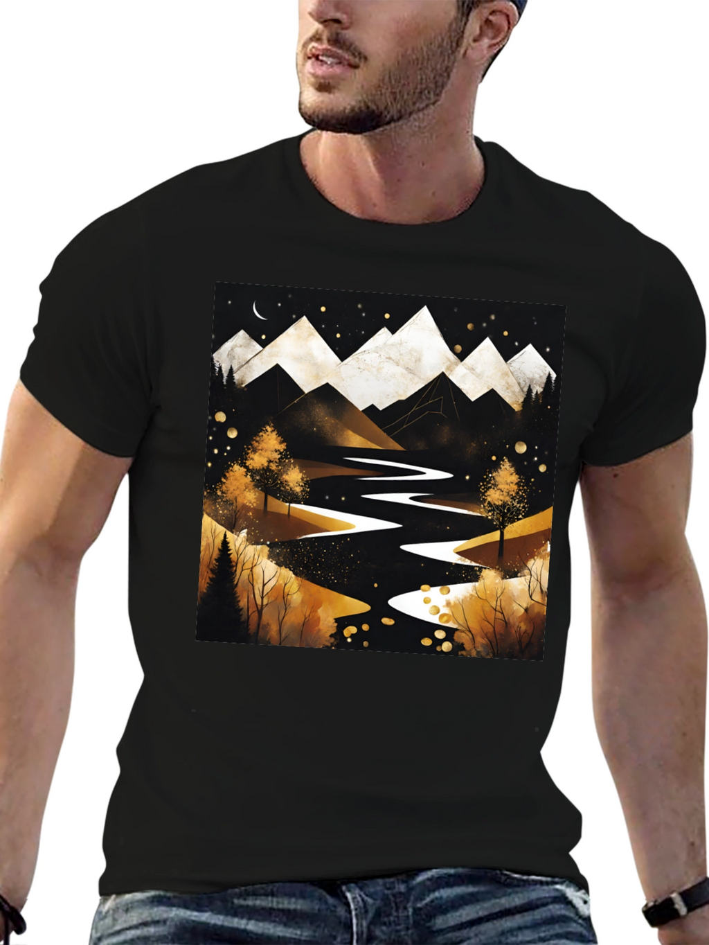 Mountain River Graphic Tee - Black