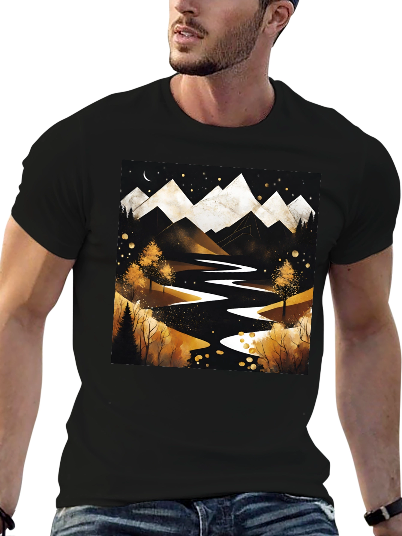 Mountain River Graphic Tee - Black
