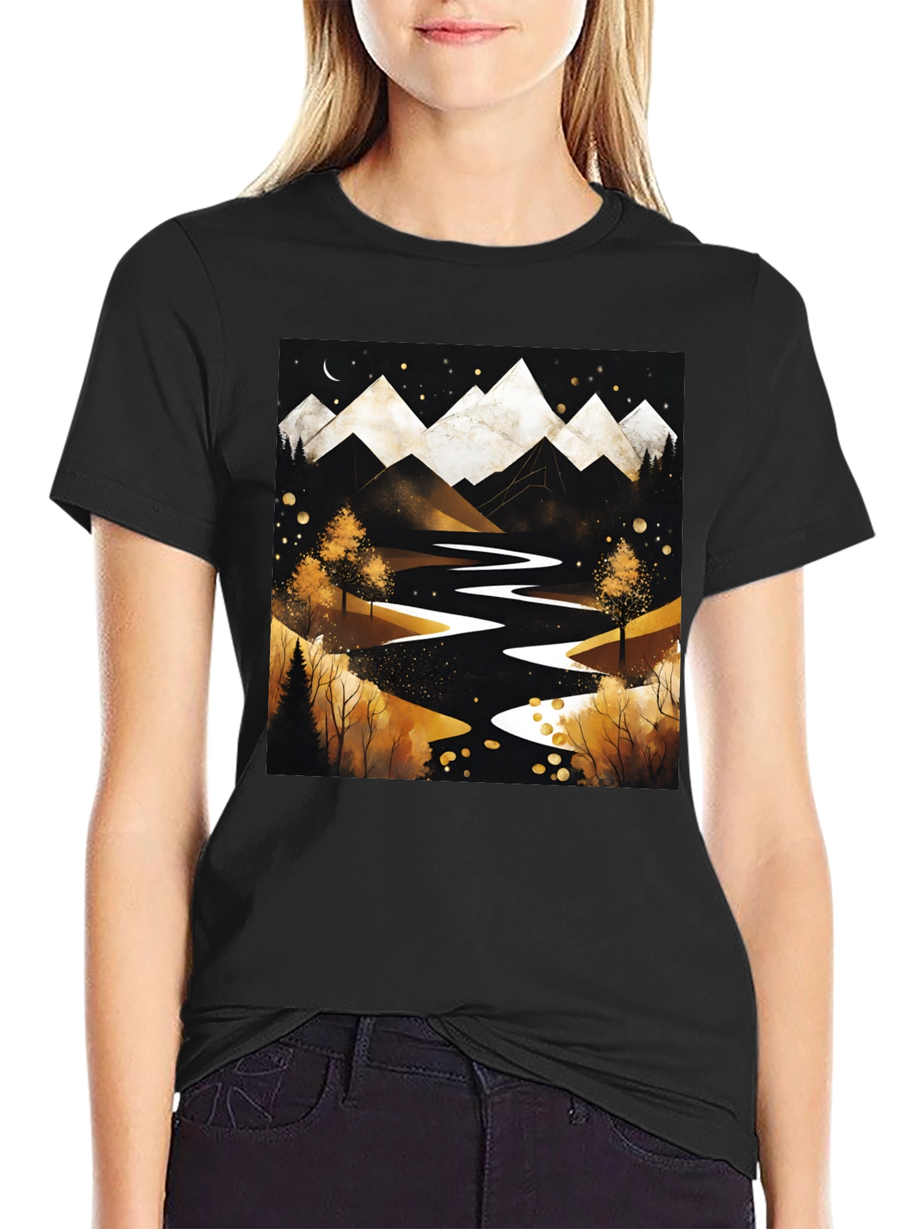 Mountain River Graphic Tee - Black