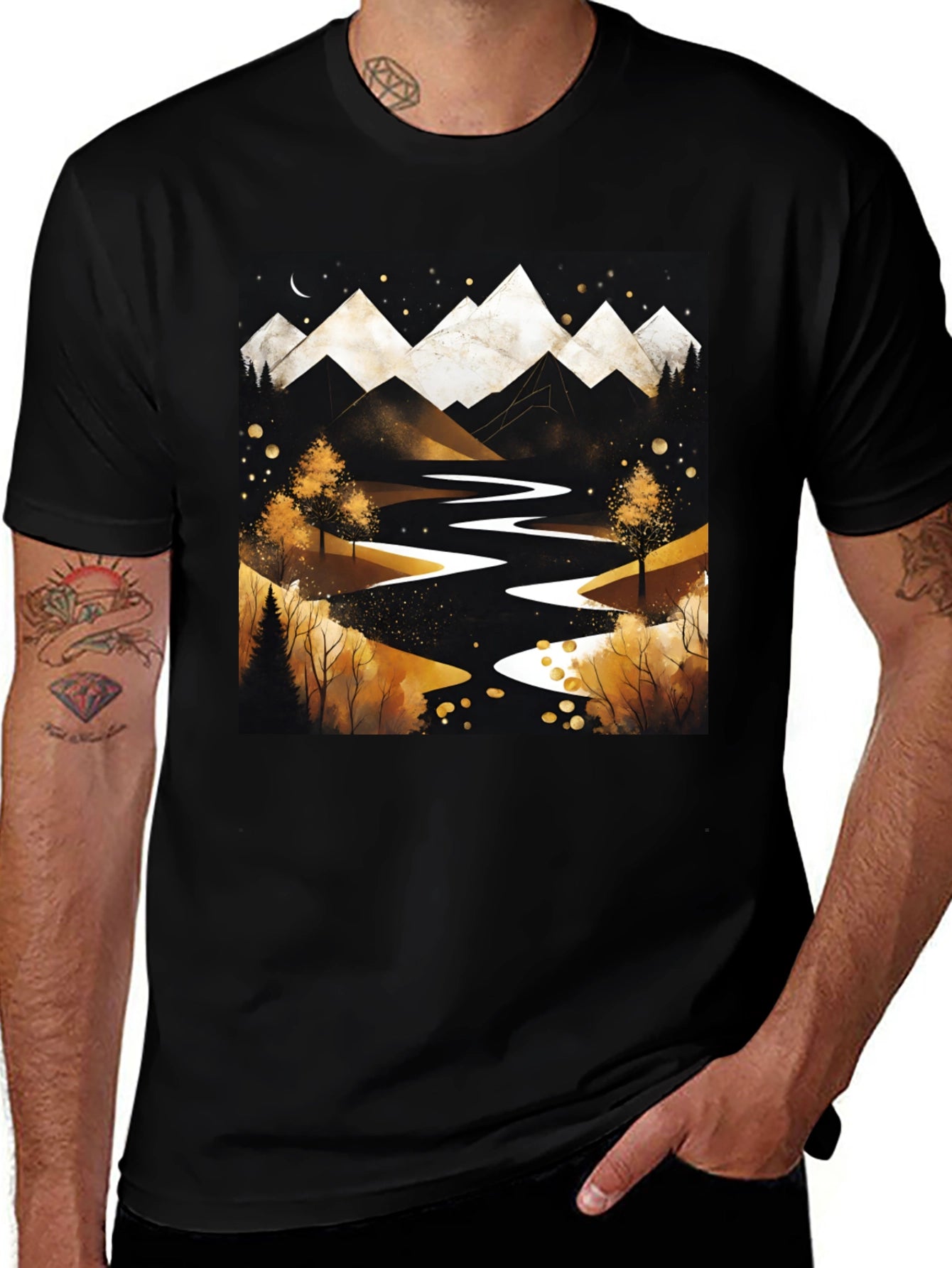 Mountain River Graphic Tee - Black