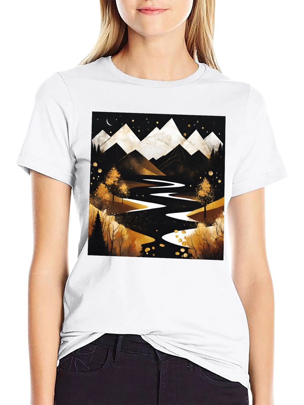 Mountain River Graphic Tee - Black