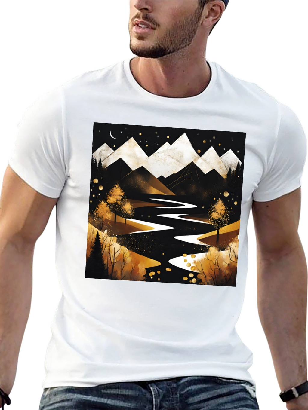 Mountain River Graphic Tee - Black
