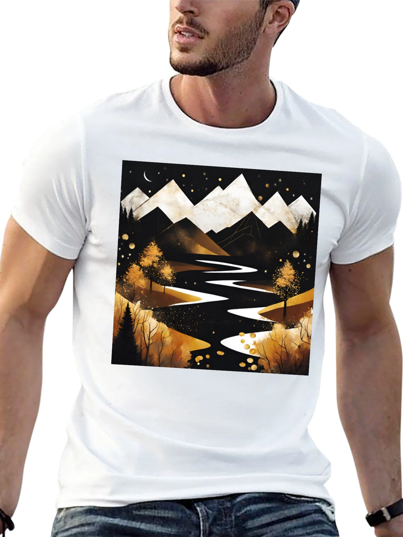 Mountain River Graphic Tee - Black