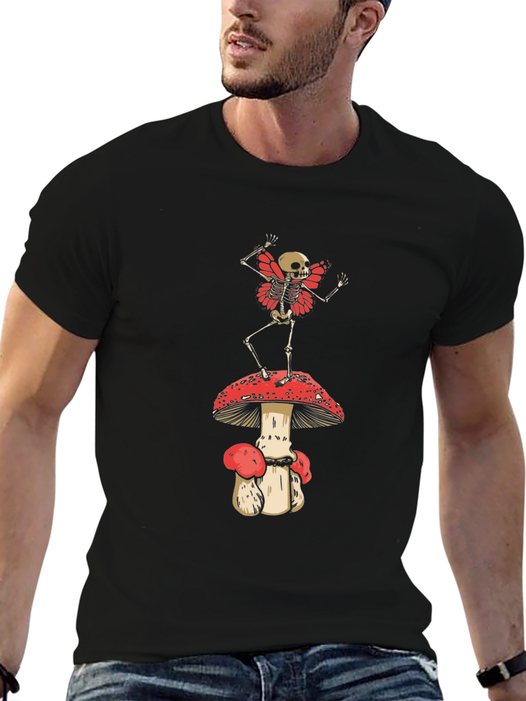 Skeleton Fairy on Mushroom T-Shirt