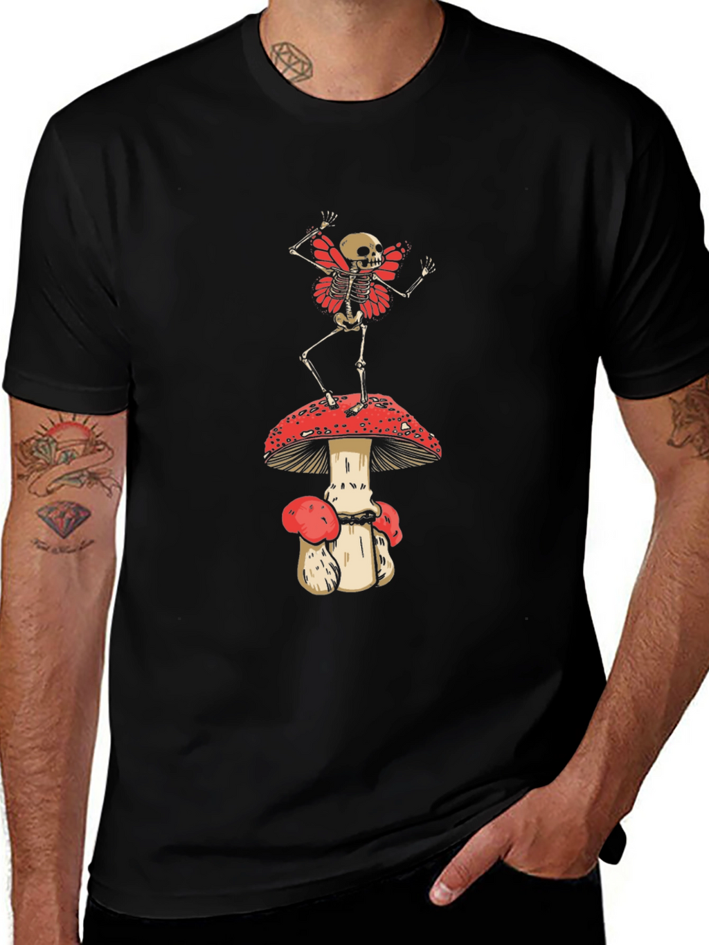 Skeleton Fairy on Mushroom T-Shirt
