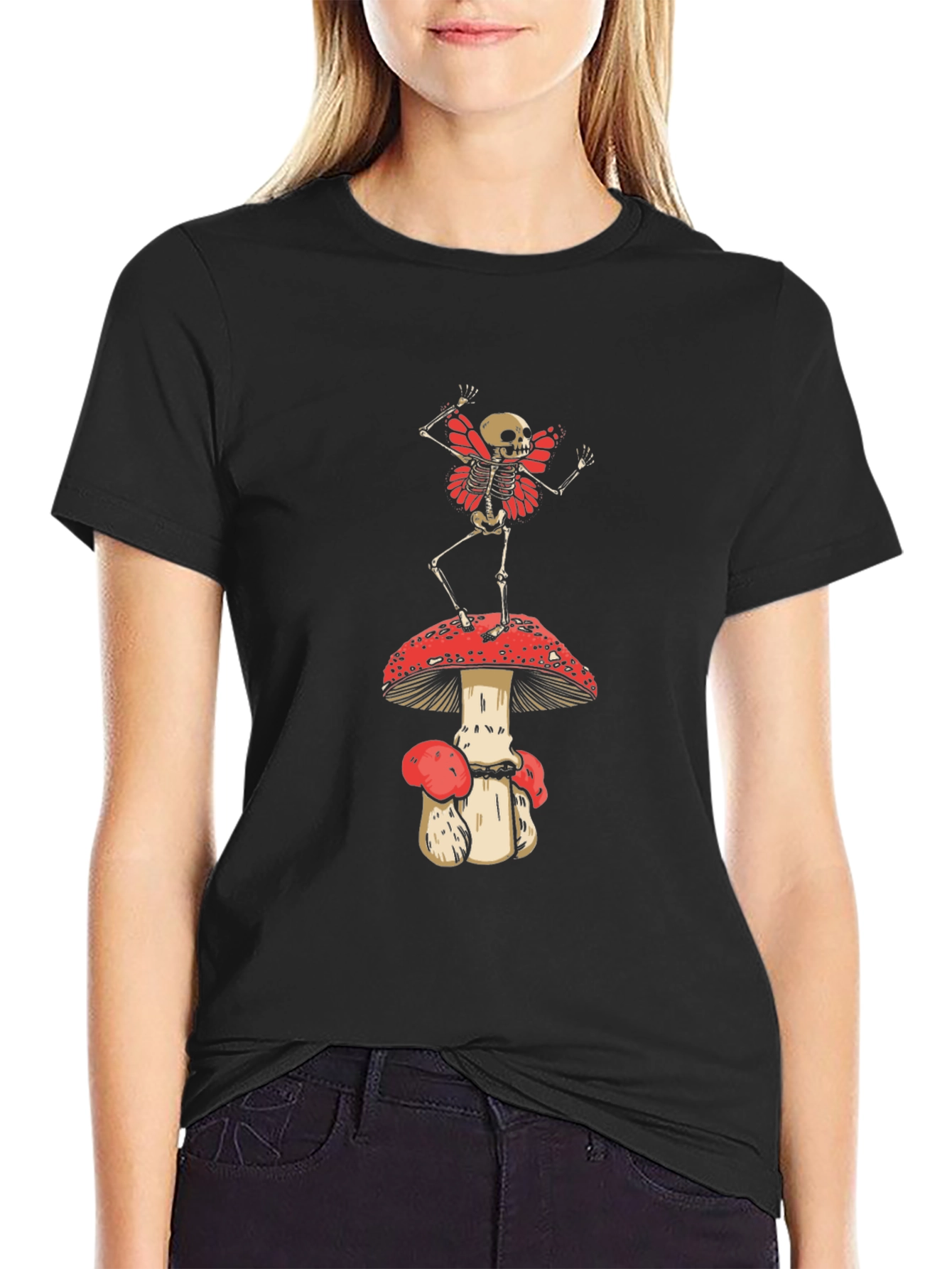 Skeleton Fairy on Mushroom T-Shirt