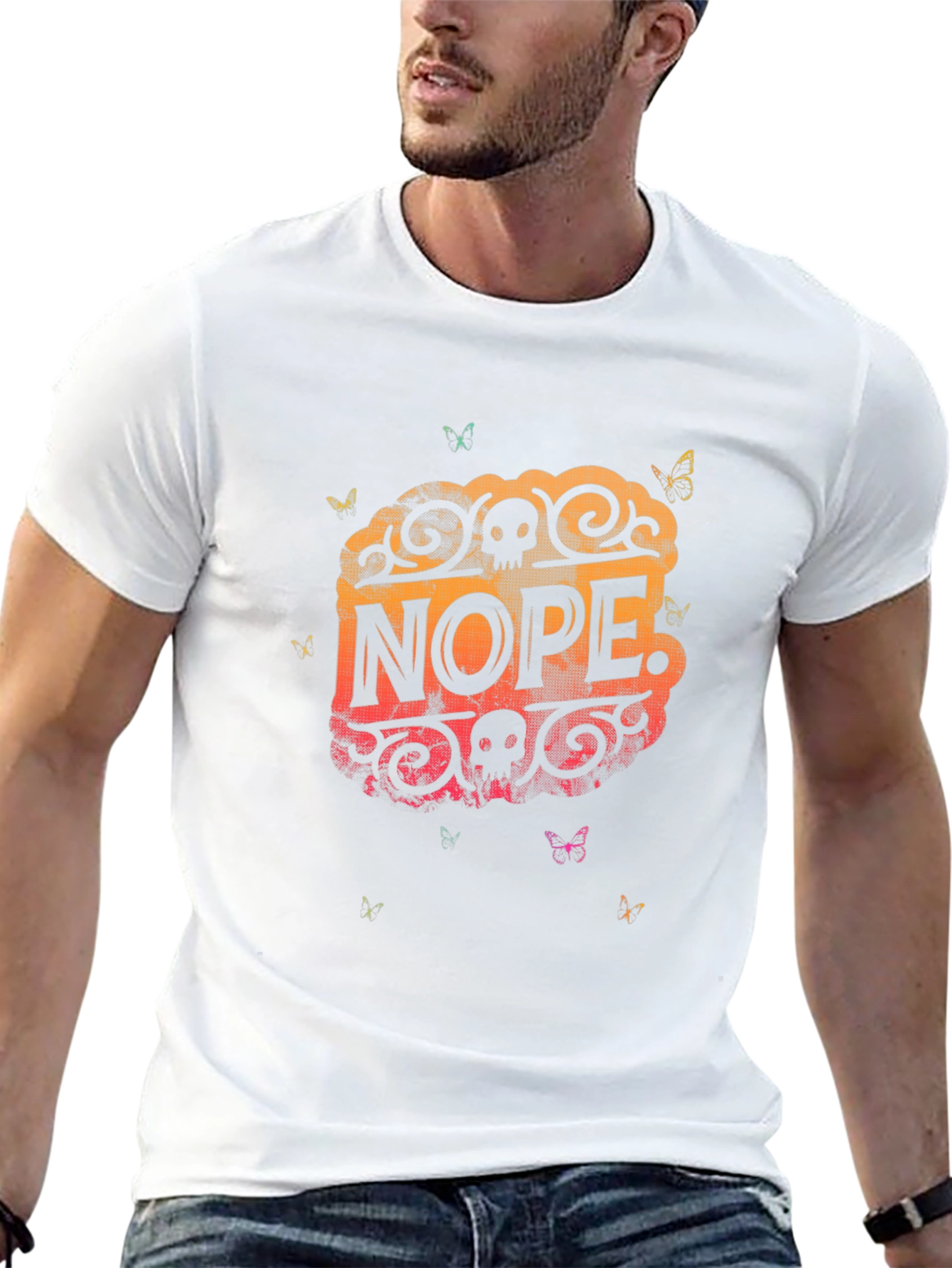 Nope Skull Butterfly Graphic Tee