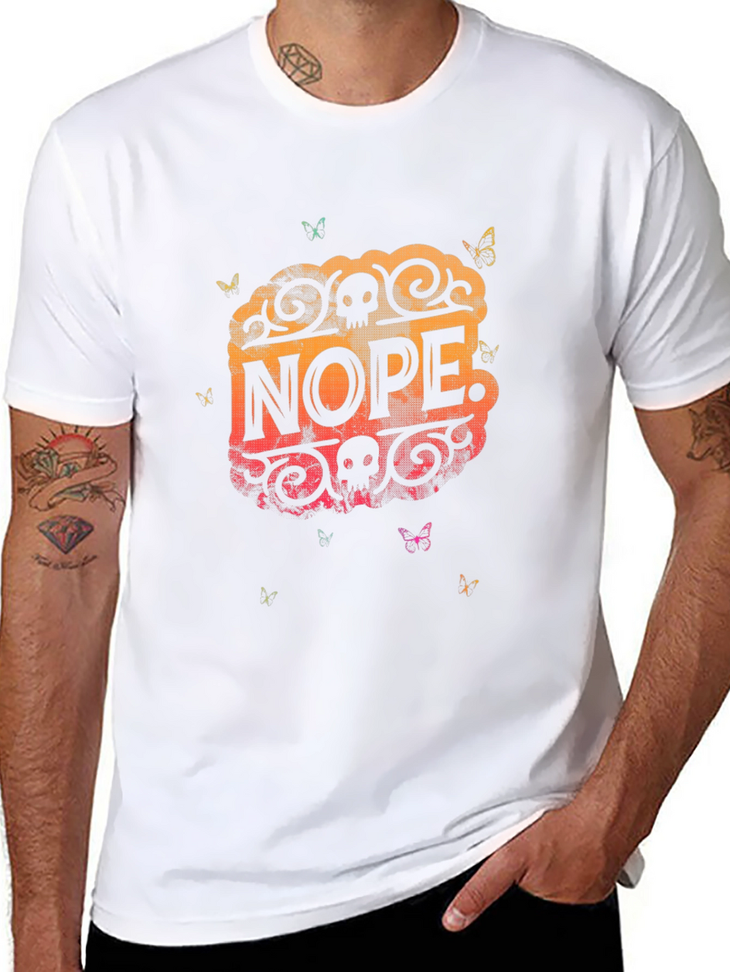 Nope Skull Butterfly Graphic Tee