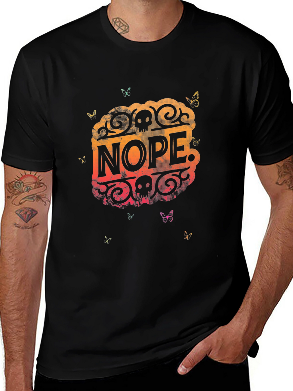 Nope Skull Butterfly Graphic Tee