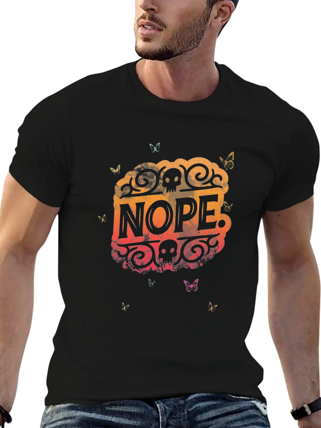 Nope Skull Butterfly Graphic Tee