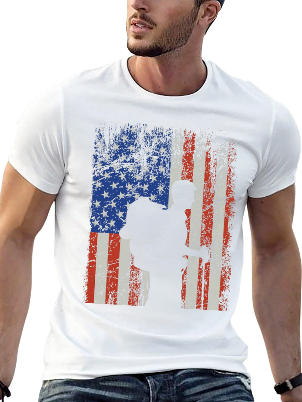 American Flag Hiker Graphic T-Shirt