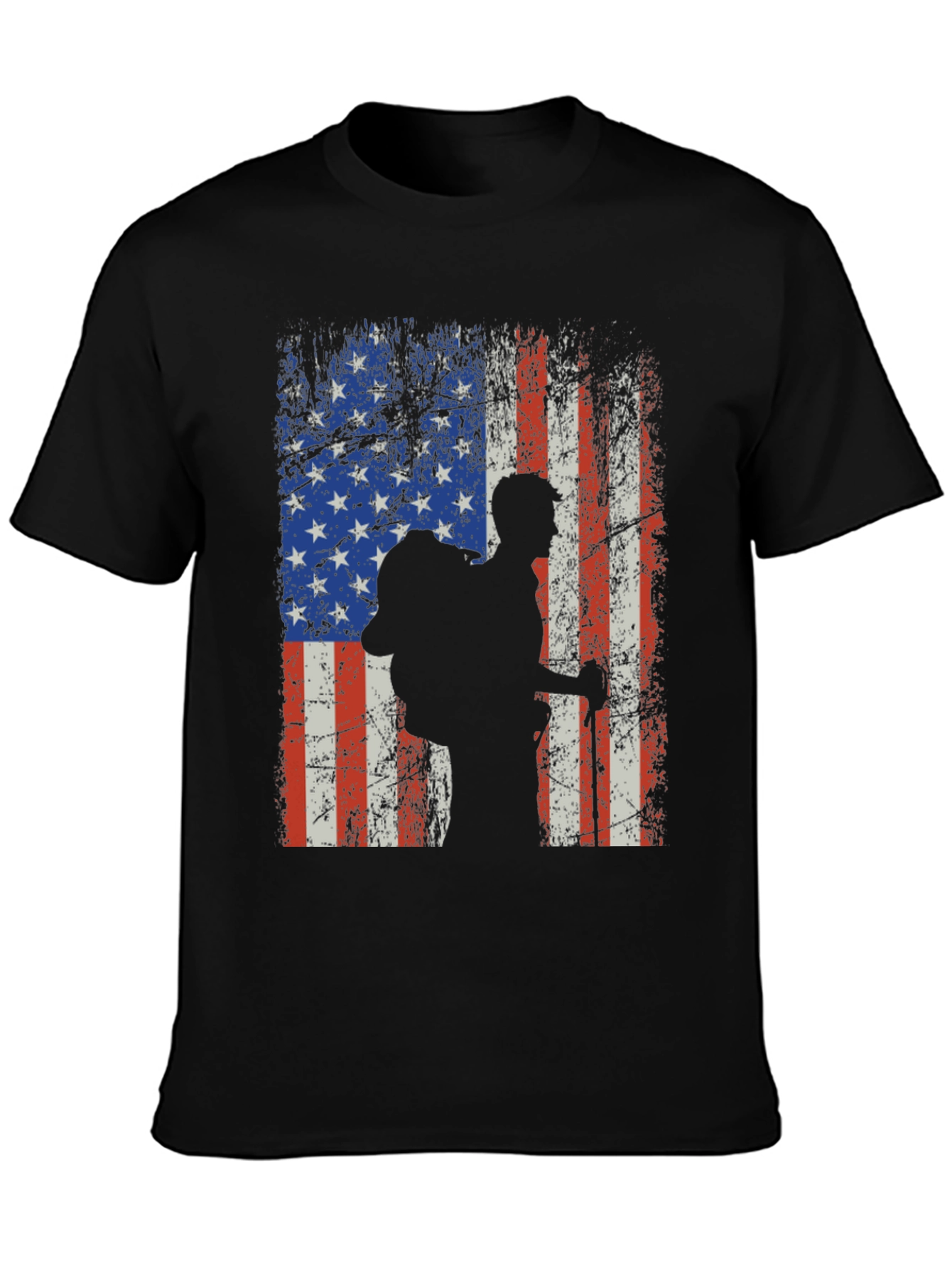 American Flag Hiker Graphic T-Shirt