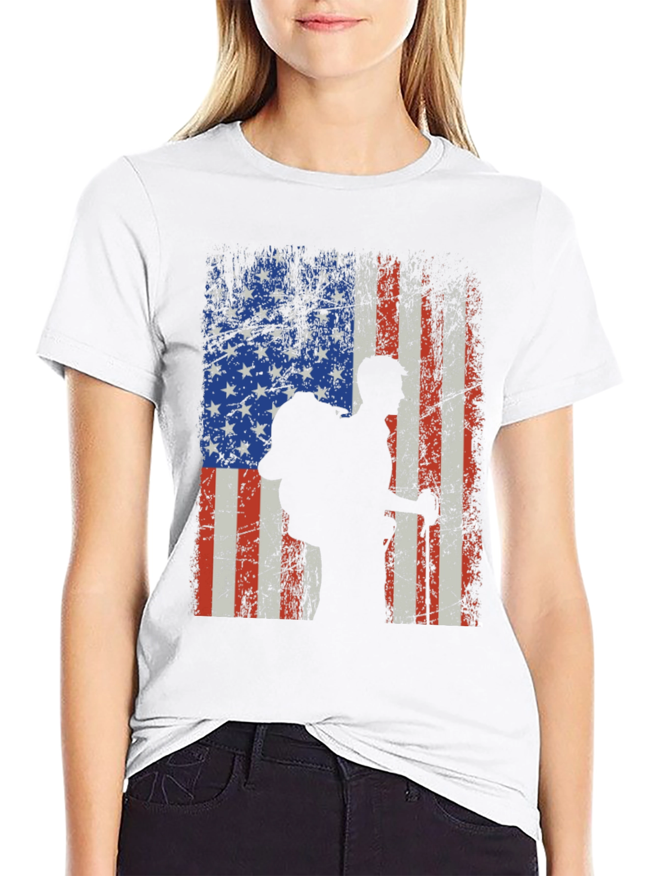American Flag Hiker Graphic T-Shirt