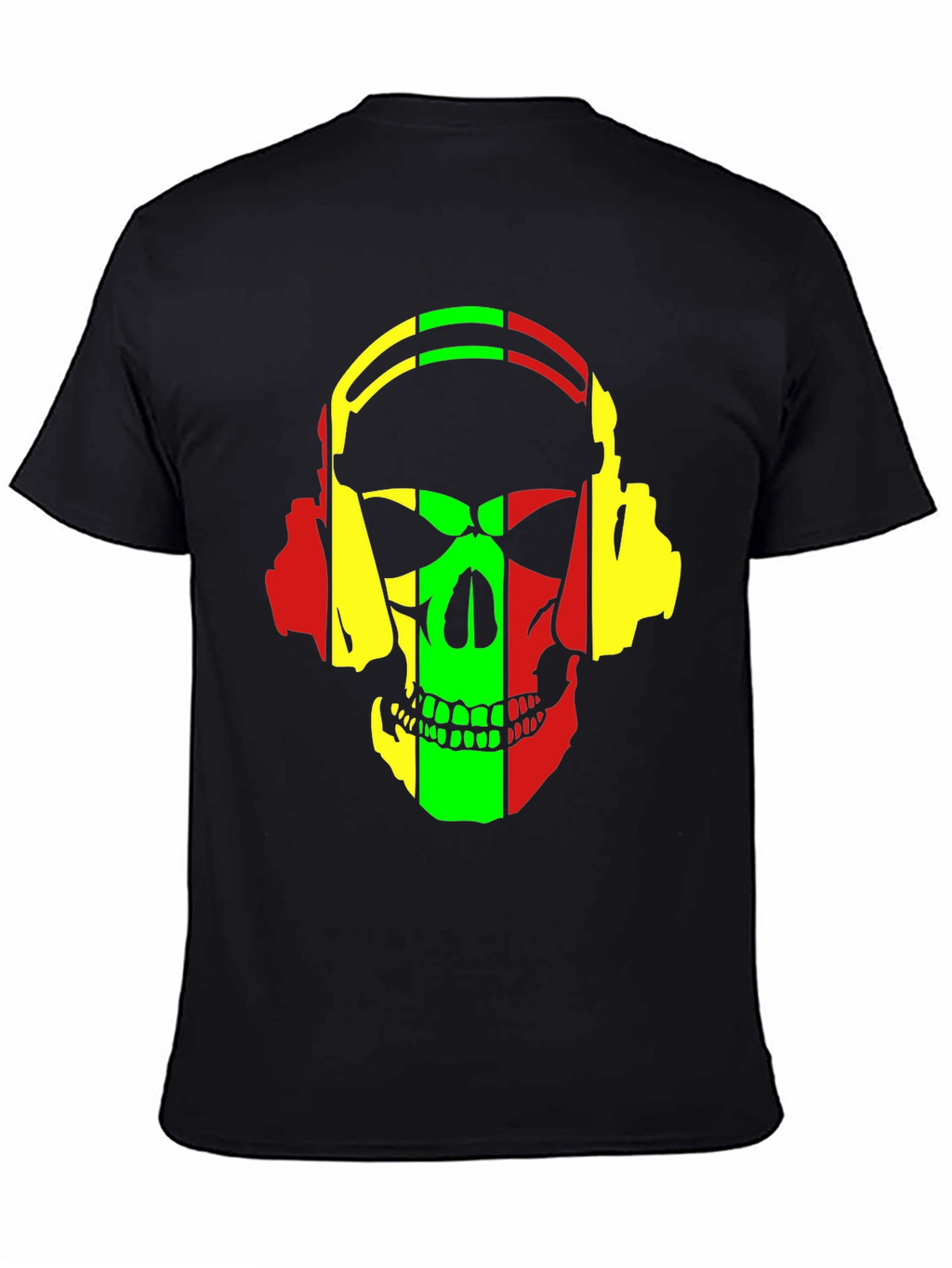 Rasta Skull Headphones Graphic T-Shirt
