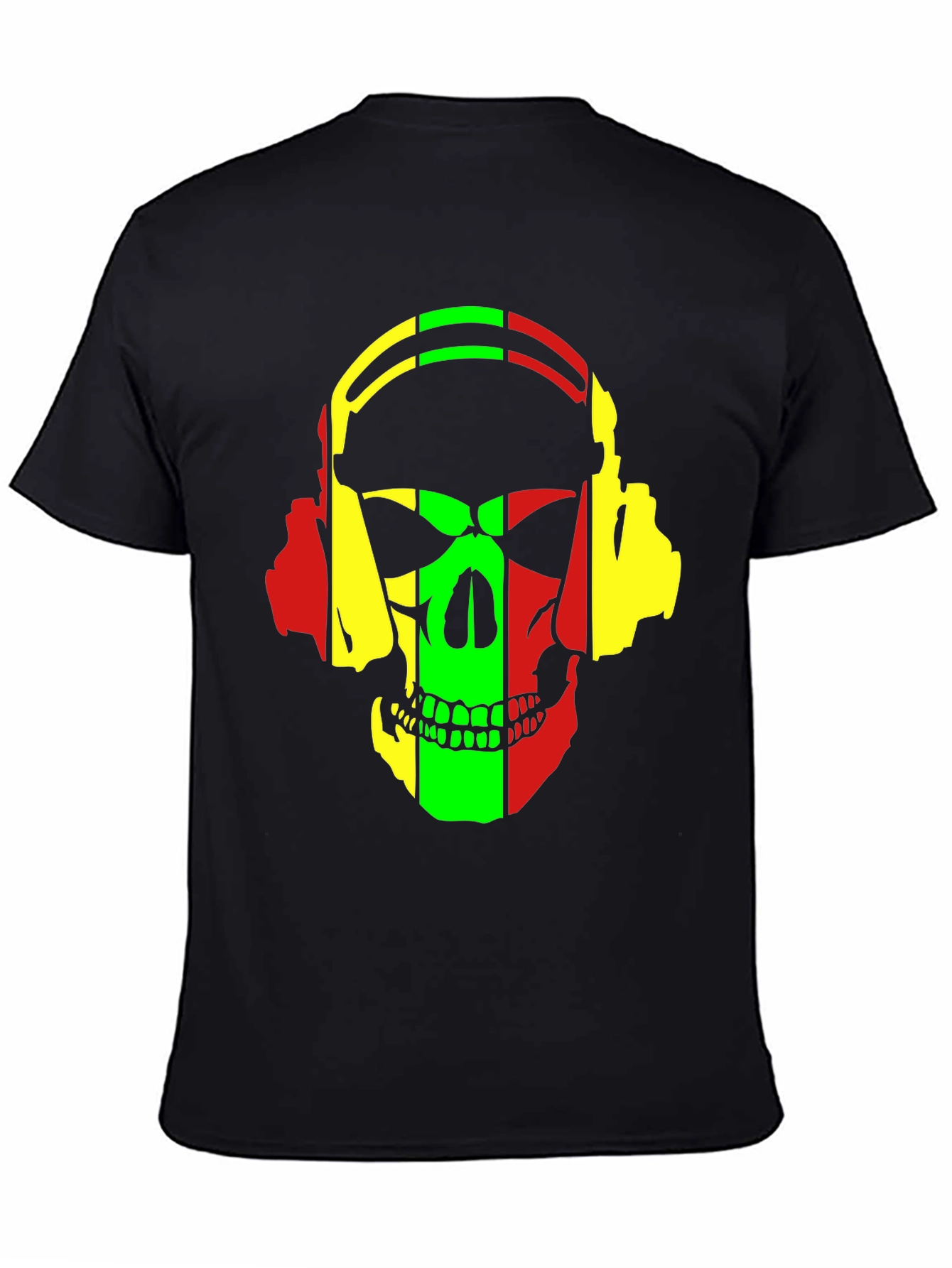 Rasta Skull Headphones Graphic T-Shirt