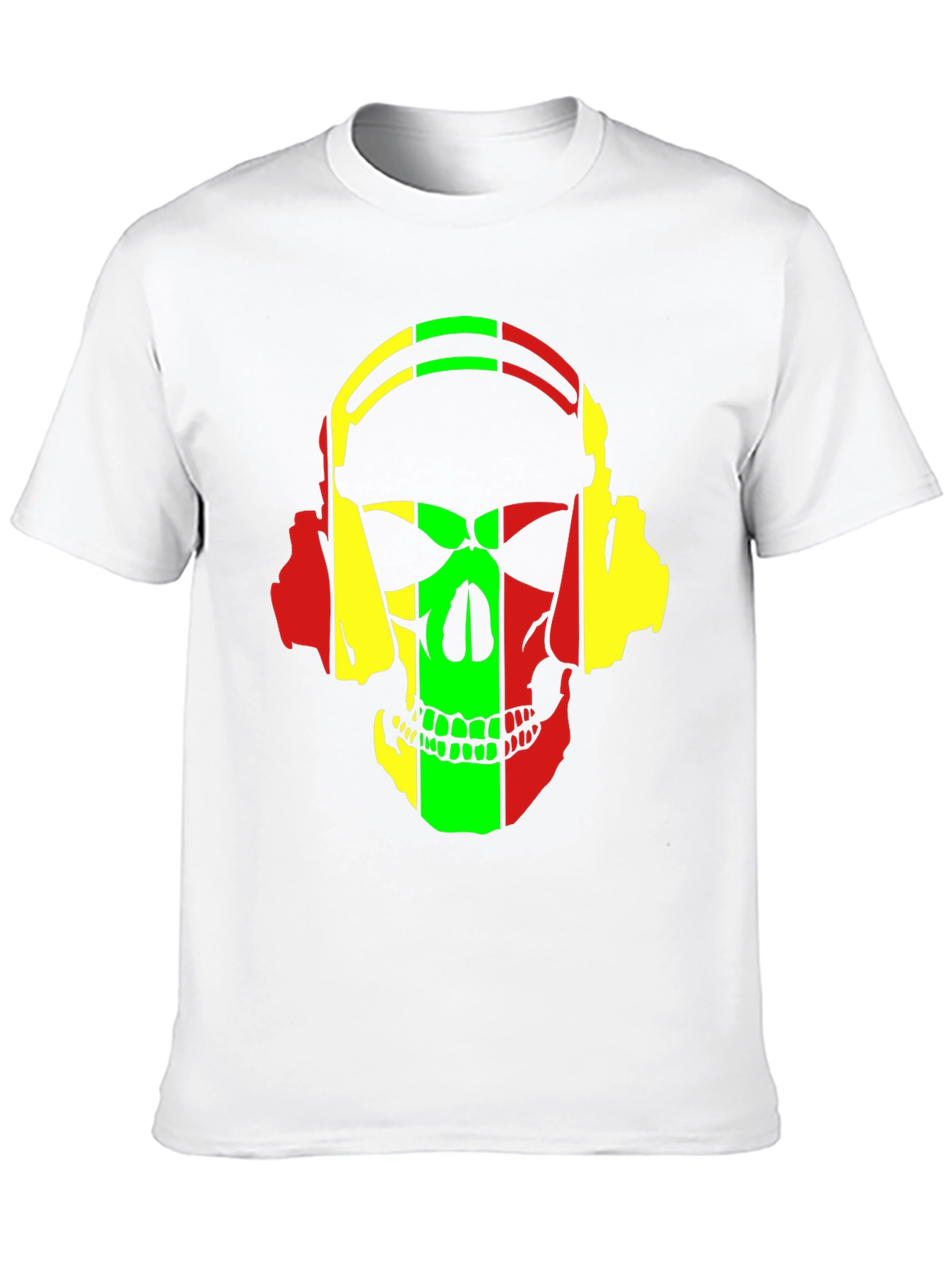 Rasta Skull Headphones Graphic T-Shirt
