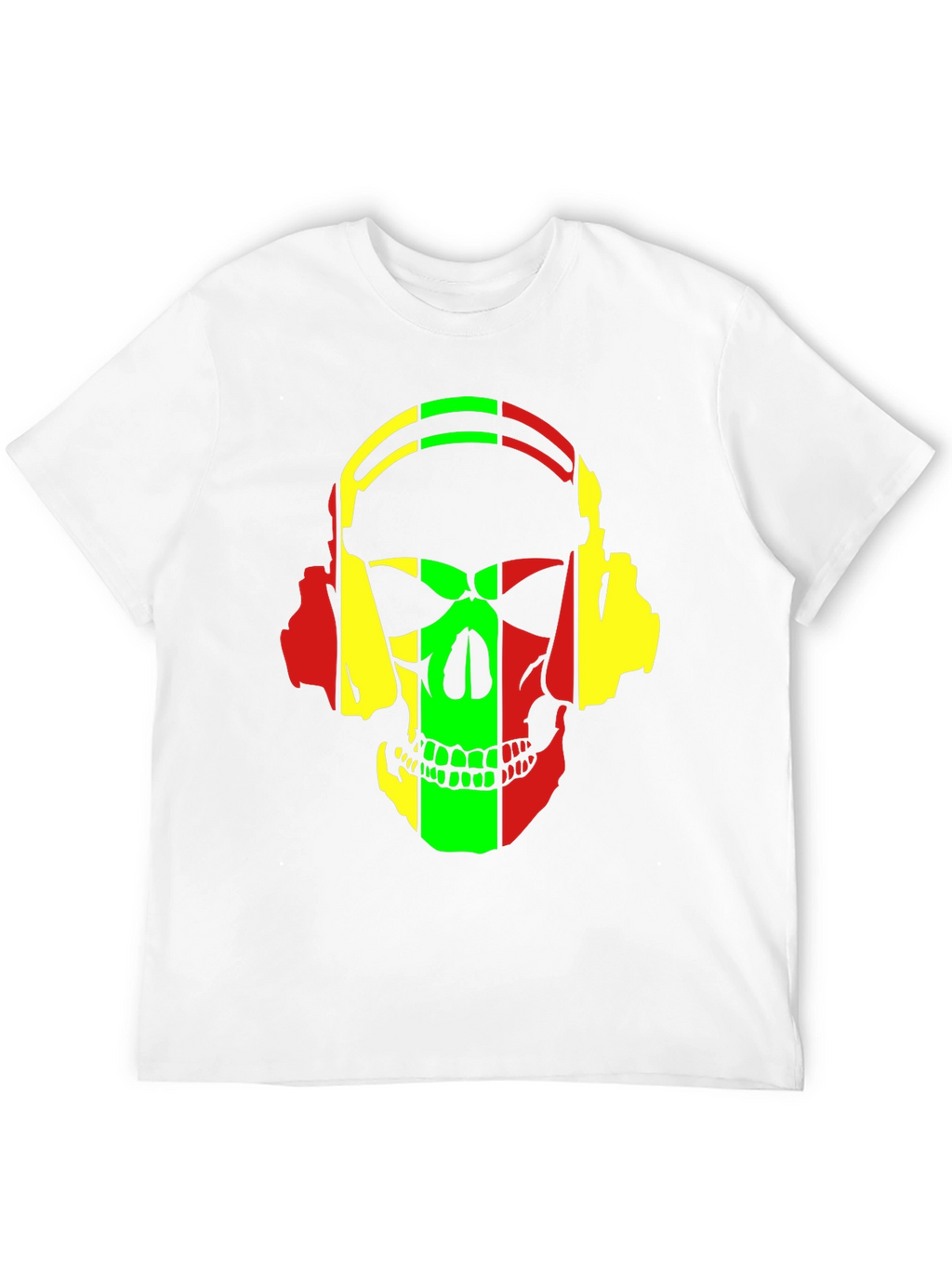 Rasta Skull Headphones Graphic T-Shirt