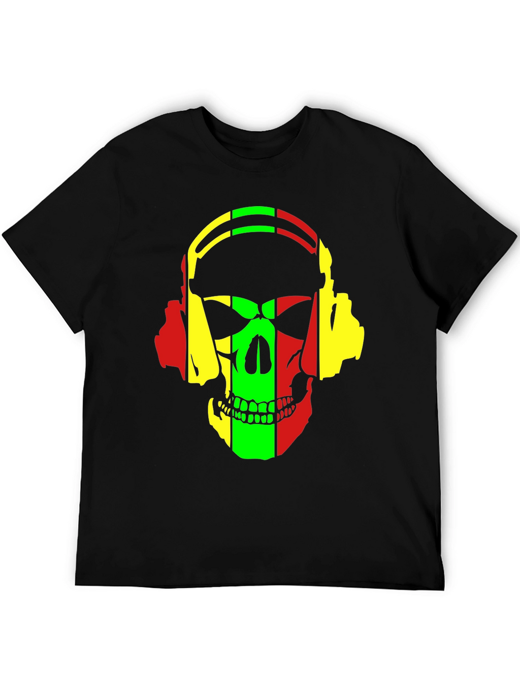 Rasta Skull Headphones Graphic T-Shirt