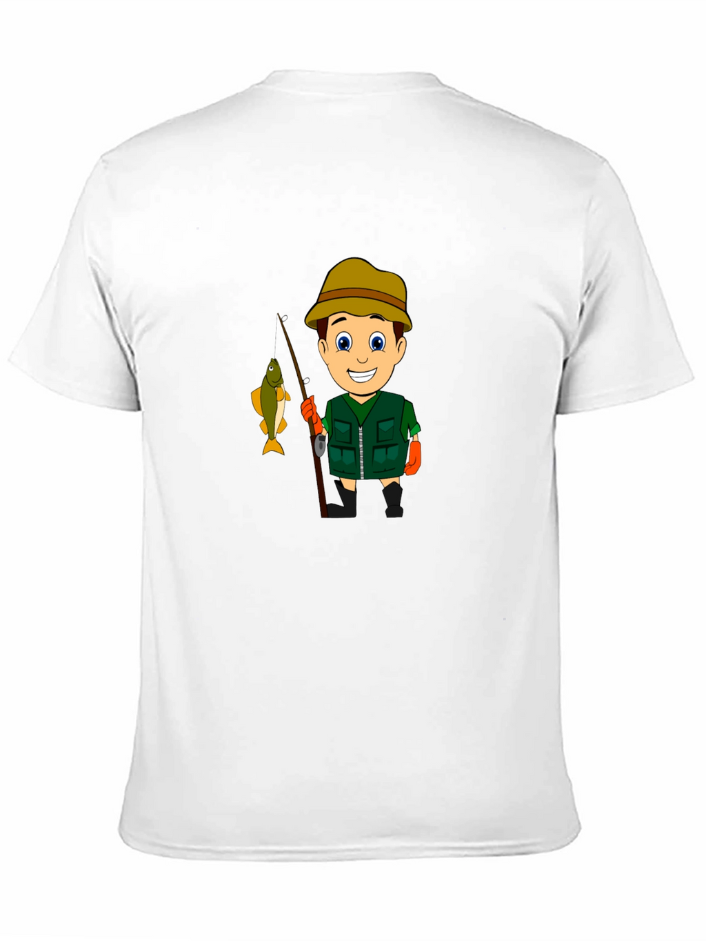 Cartoon Fisherman Graphic T-Shirt