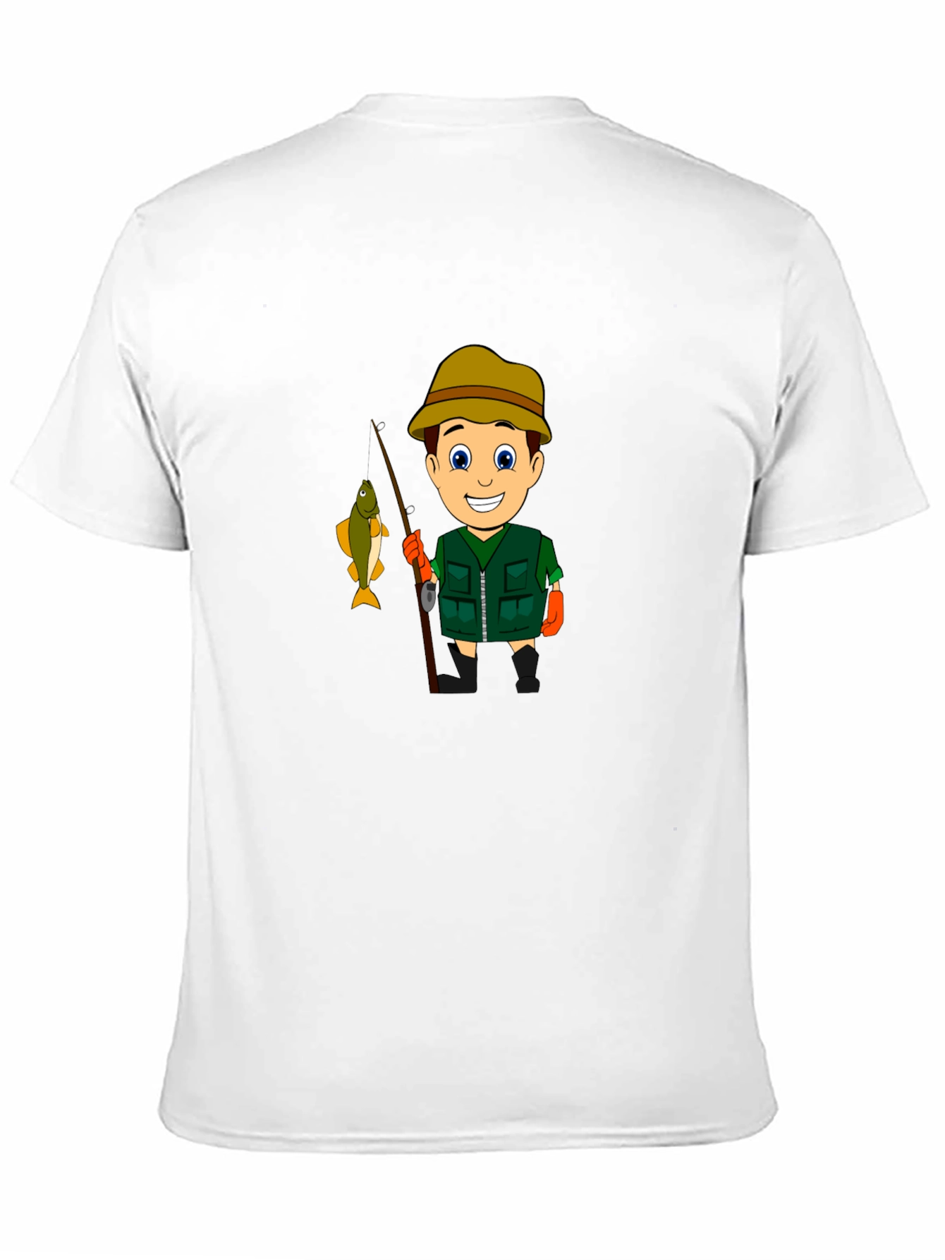 Cartoon Fisherman Graphic T-Shirt