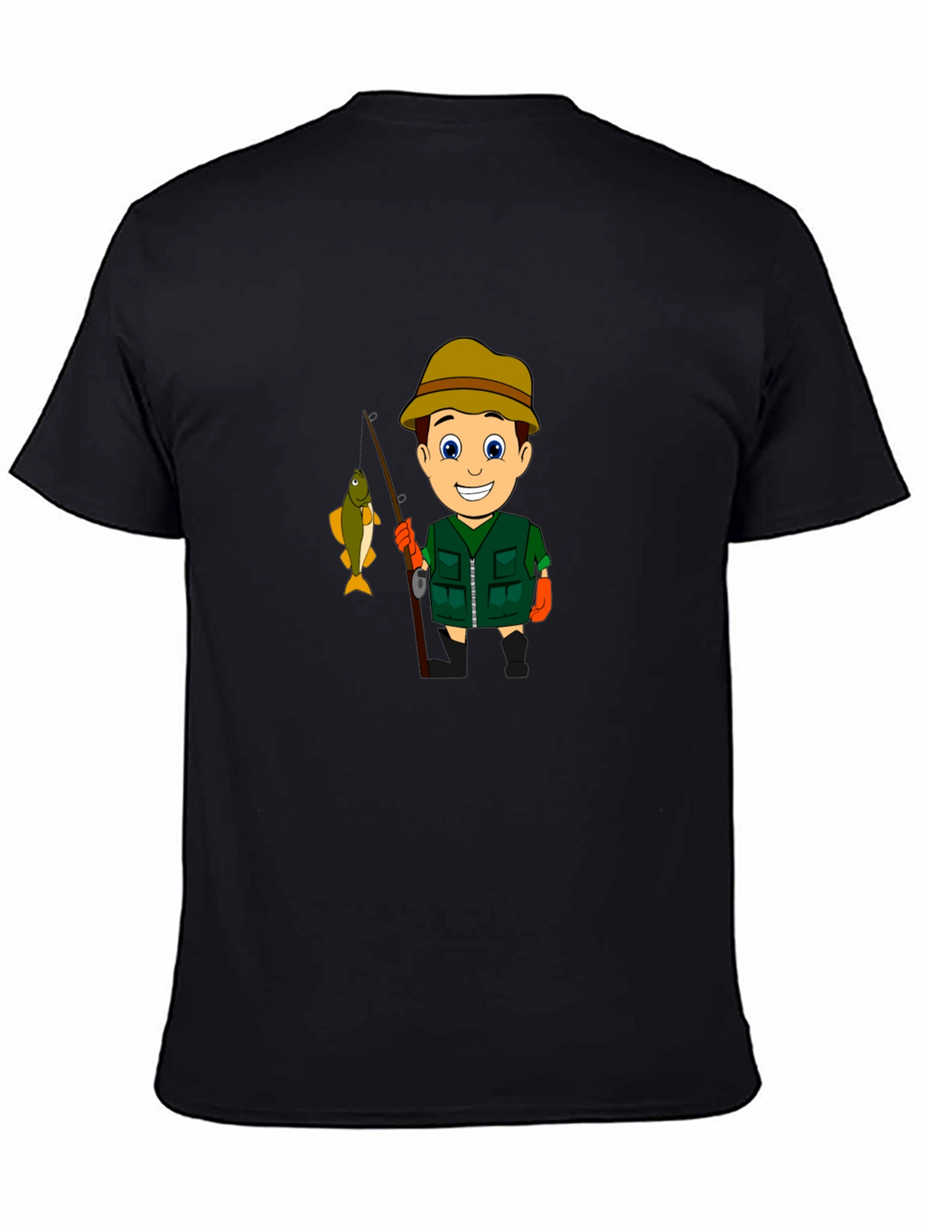 Cartoon Fisherman Graphic T-Shirt