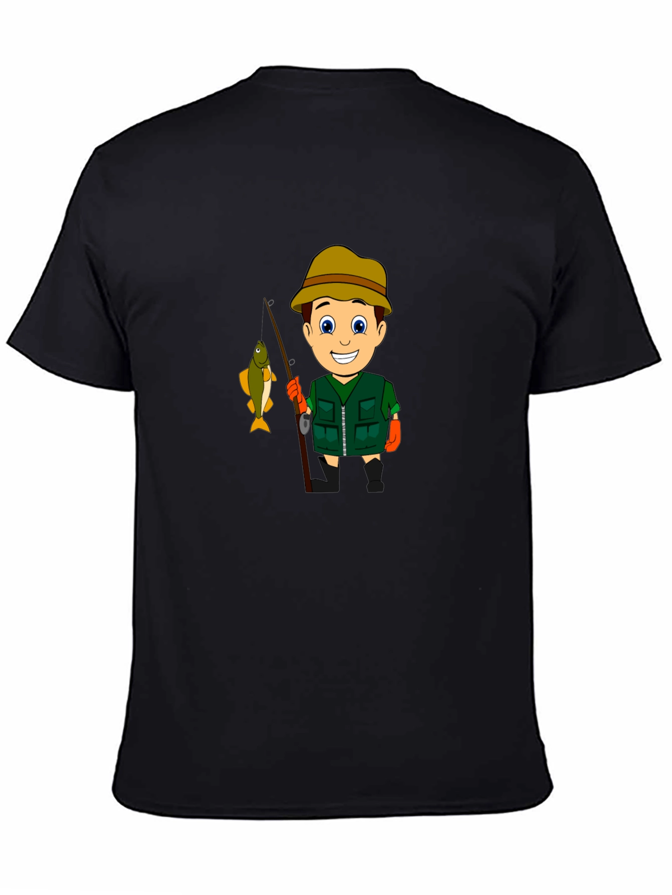 Cartoon Fisherman Graphic T-Shirt