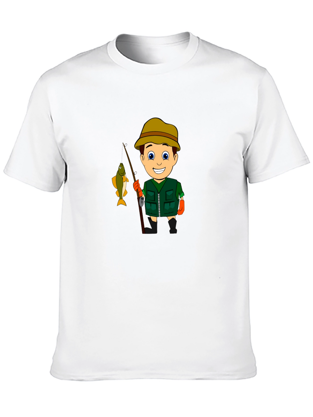 Cartoon Fisherman Graphic T-Shirt