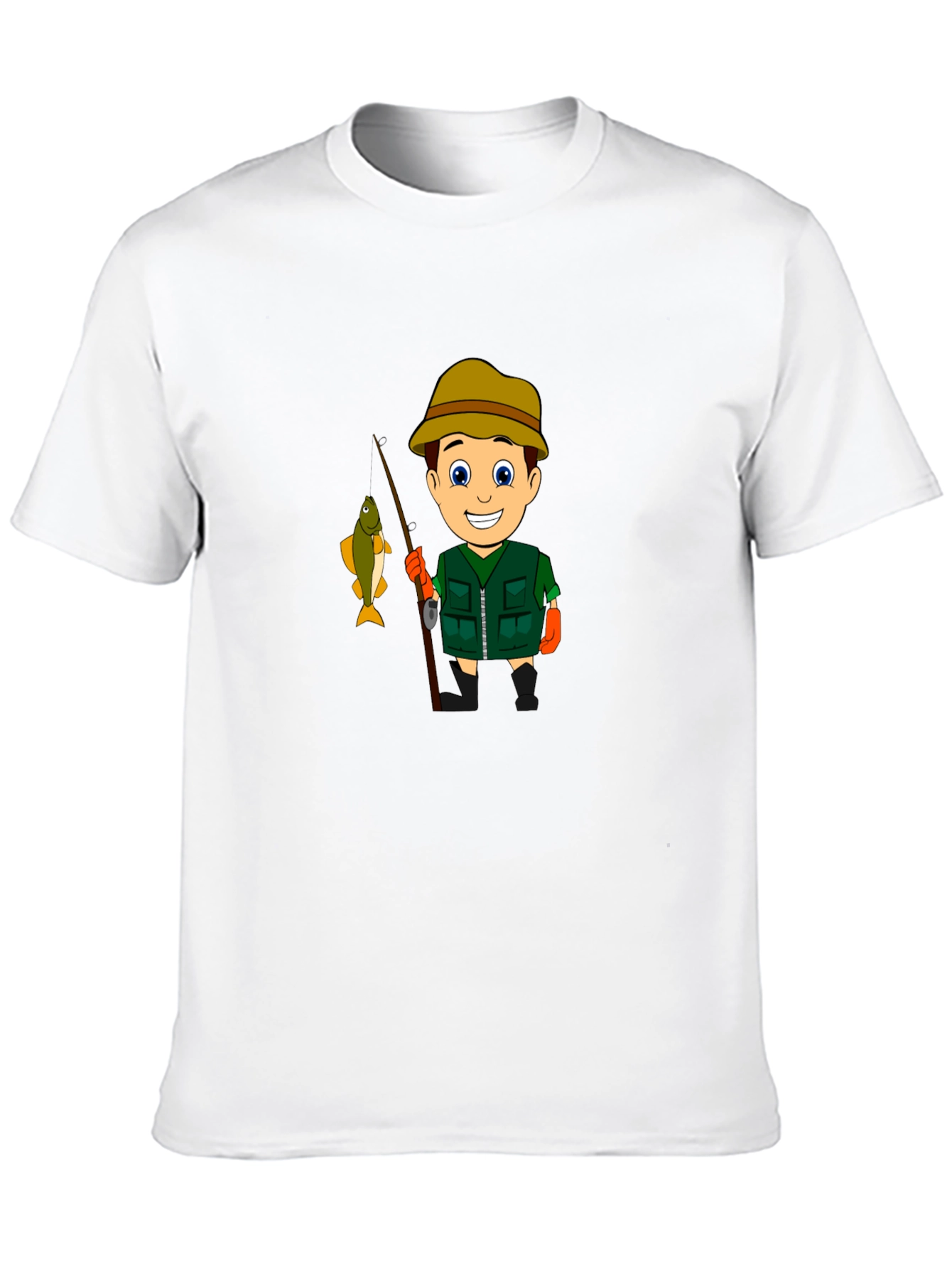 Cartoon Fisherman Graphic T-Shirt