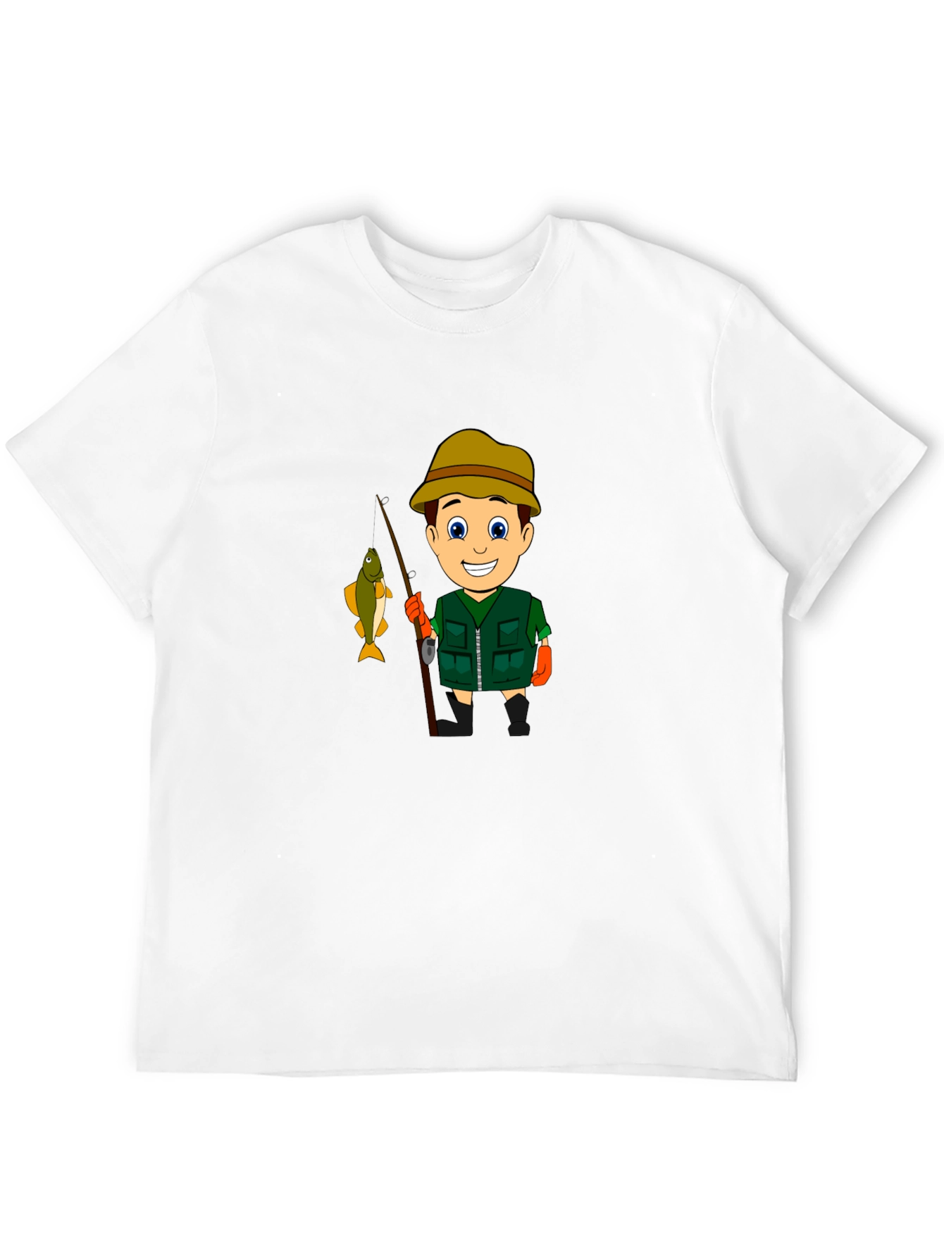 Cartoon Fisherman Graphic T-Shirt