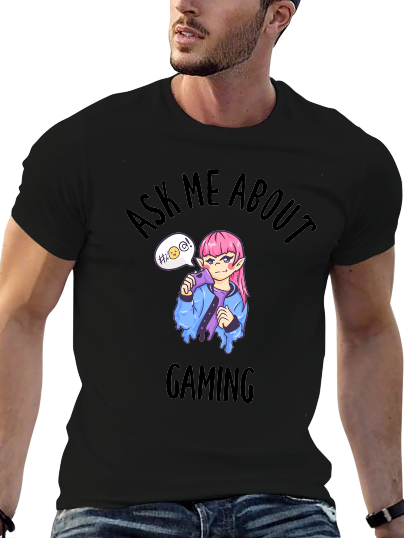 Ask Me About Gaming Black T-Shirt