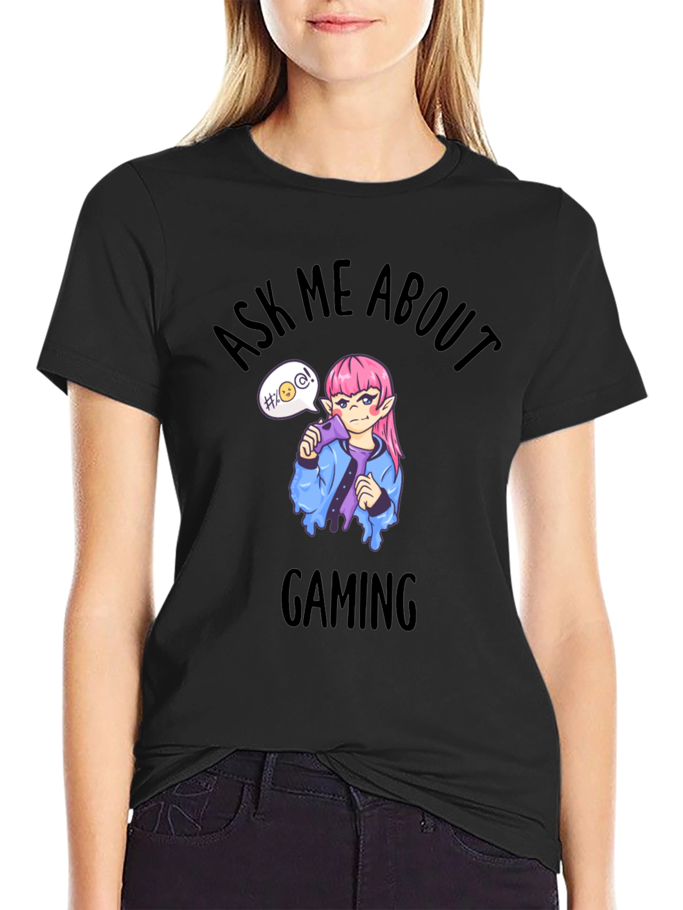 Ask Me About Gaming Black T-Shirt
