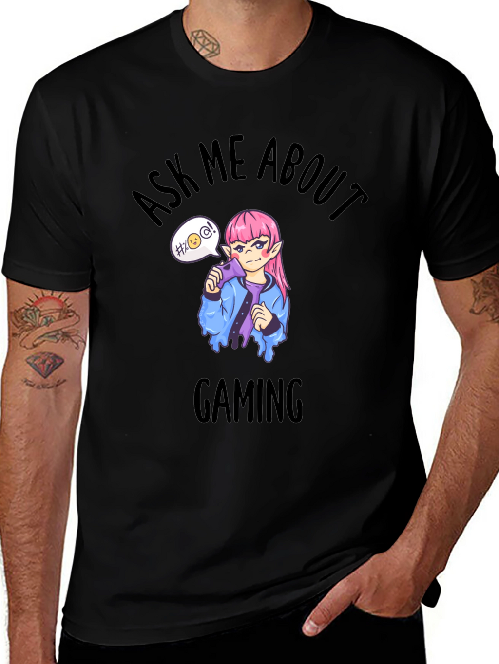 Ask Me About Gaming Black T-Shirt