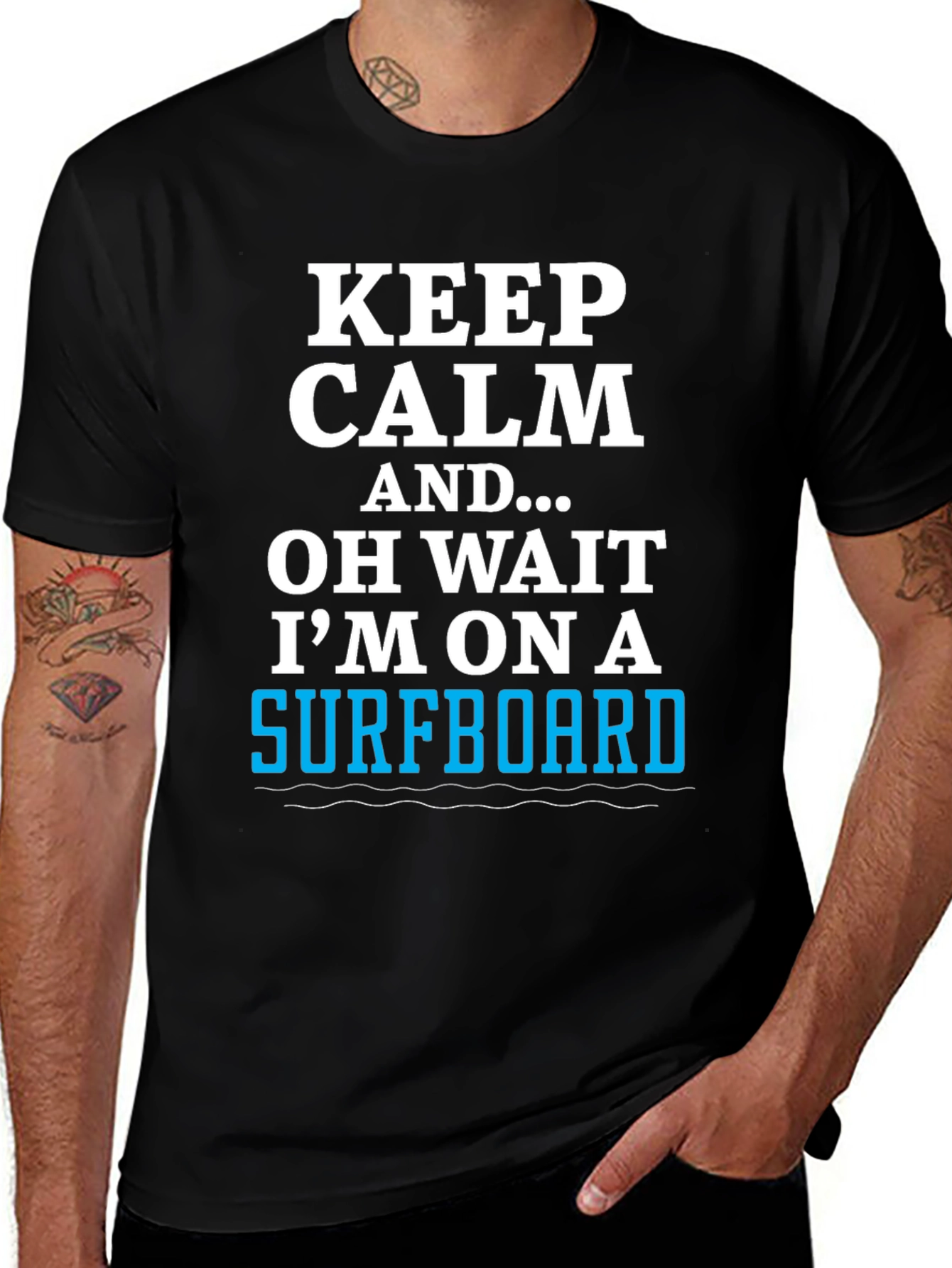 Keep Calm Surfboard Tee - Mens Black Graphic T-Shirt