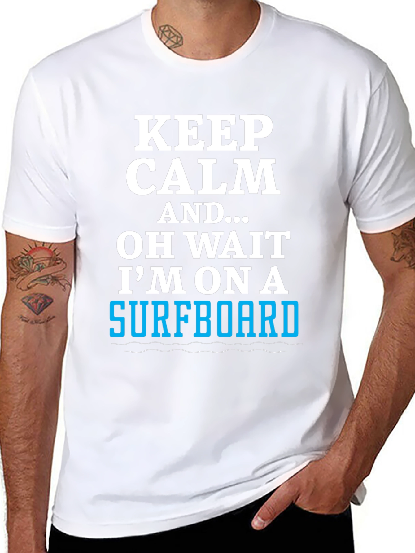 Keep Calm Surfboard Tee - Mens Black Graphic T-Shirt